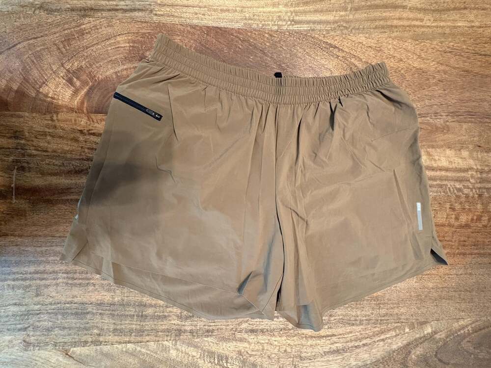 REI Co-op Shorts Mens Large Brown Running 5 Inch Inseam Zip Pocket Athletic
